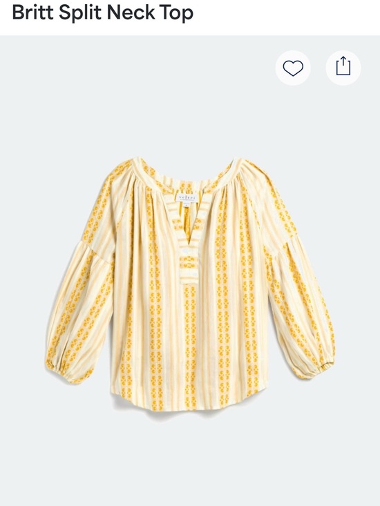Velvet by Graham & Spencer Tops - Velvet by Graham & Spencer Yellow and White Striped Embroidered Boho Blouse